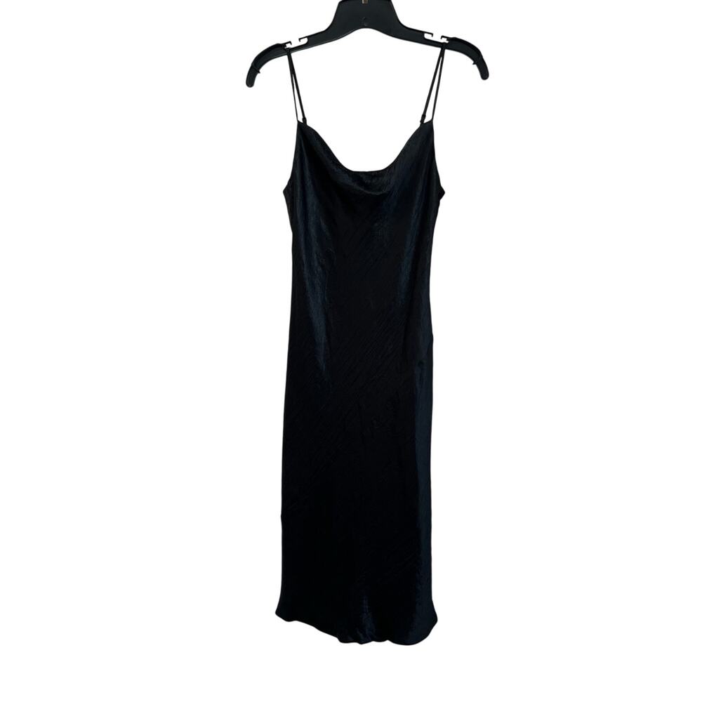 Aritzia‎ Babaton Black Satin Slip Dress Textured Minimalist Chic Sz XS
